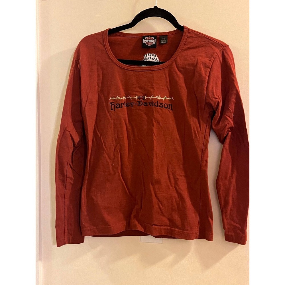Harley Davidson T-Shirt Men M Brown Logo Embroidered Pullover Short Sleeve